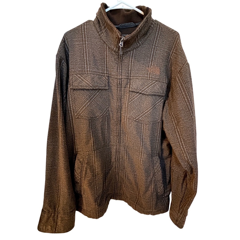 The North Face Mens XL Brown Plaid Apex Softshell Jacket 2007‎ Vintage